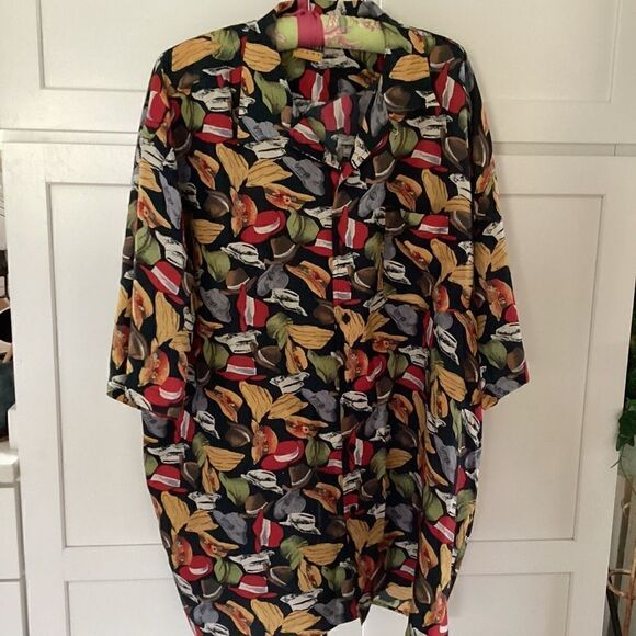Oleg Cassini Silks Womens Sz XL Button Down Shirt Hats 100% Silk Vintage 90s - Picture 1 of 8